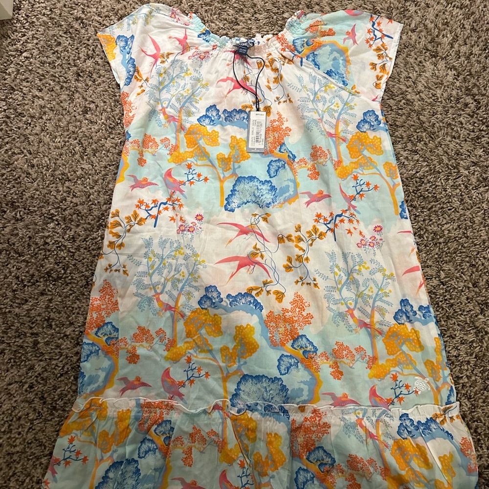 Vilebrequin Kids Casual Dress with Blue and Orange Floral Patterns